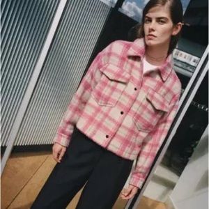 Zara cropped jacket pink plaid